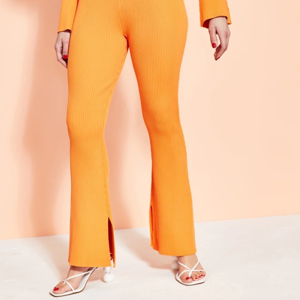 NEW Royalty Maluma Ribbed Orange Sweater Pants BIRD OF PARADISE, PLUS SIZE XXL - Picture 7 of 16